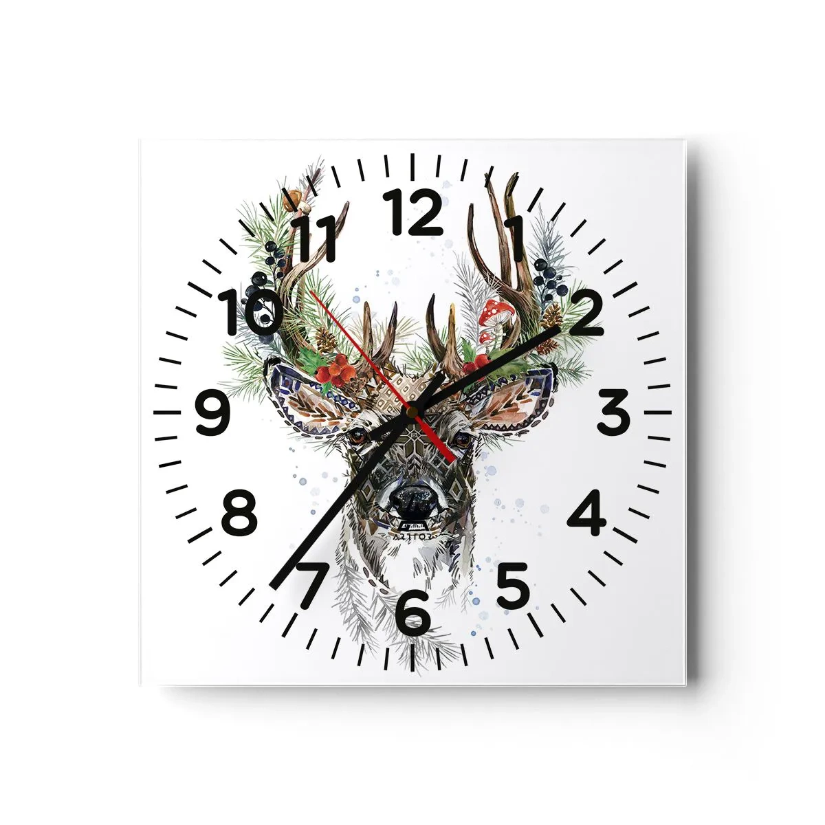 Wall clock - Clock on glass - In Christmas Attire - 30x30 cm
