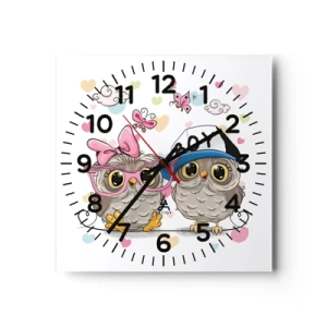 Wall clock - Clock on glass - Let's Keep in Love! - 40x40 cm