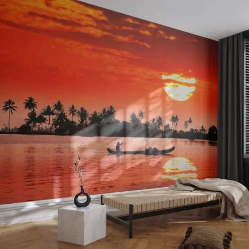 Custom Wallpaper Premium Canvas - Peace of the Tropics at Sunset - Landscape, India, Sunset