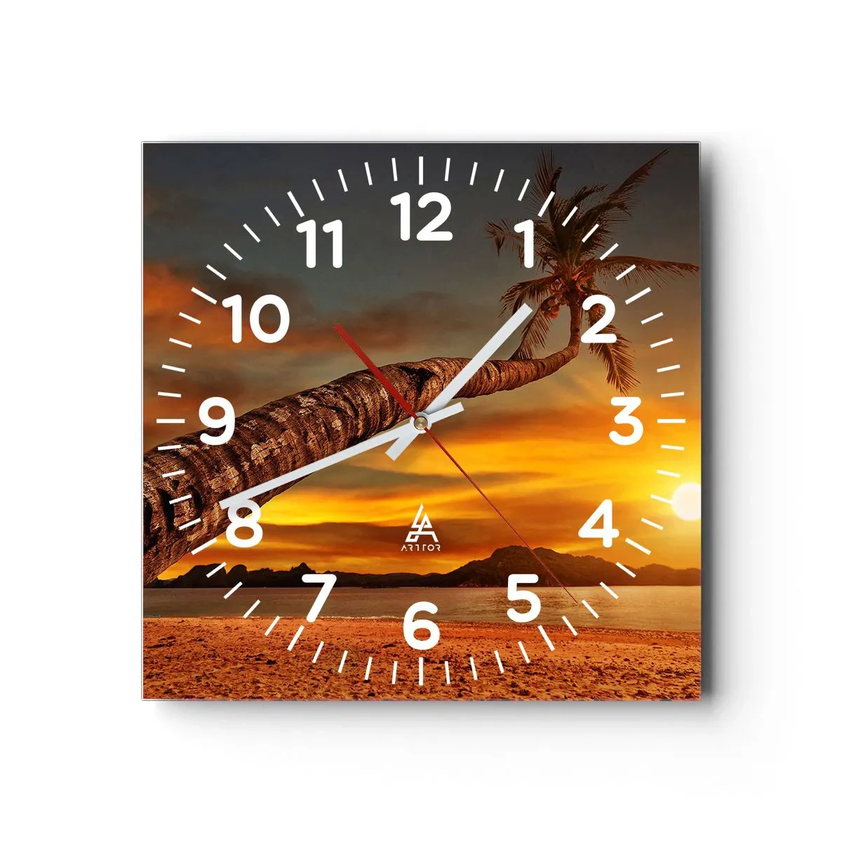 Wall clock - Clock on glass - Exotic Holiday, Caribbean Adventure - 40x40 cm