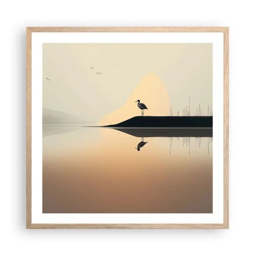Poster in light oak frame - Gentleman on the Lake - 60x60 cm