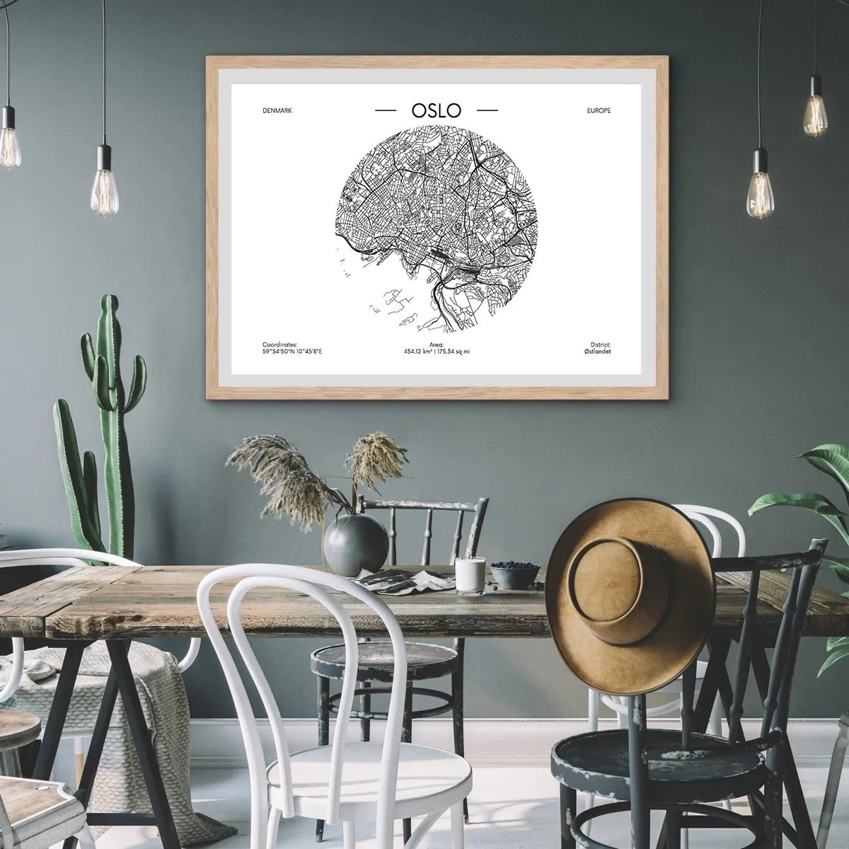 Poster in light oak frame - Anatomy of Oslo - 50x40 cm