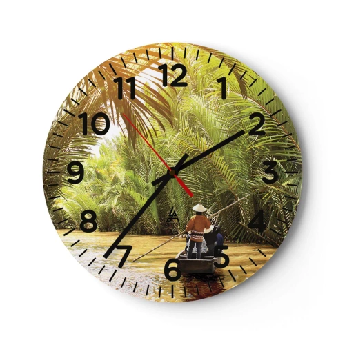 Wall clock - Clock on glass - Through a Palm Ravine - 40x40 cm