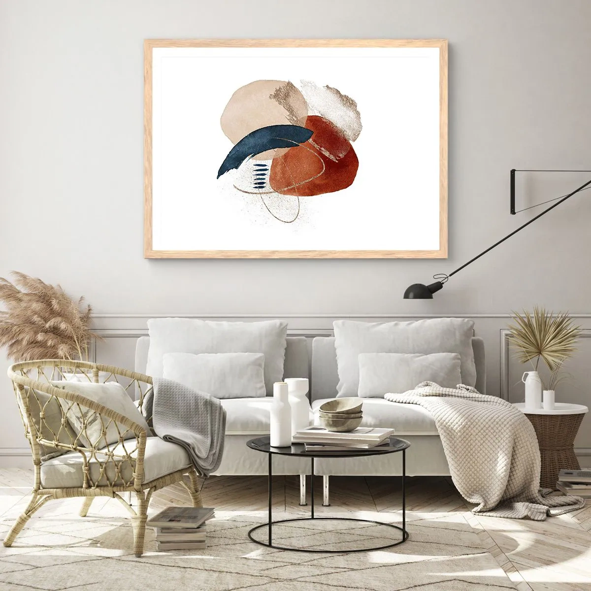 Poster in light oak frame - Oval Composition - 100x70 cm