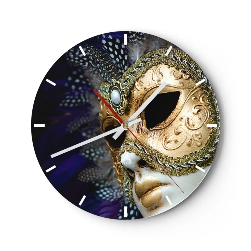 Wall clock - Clock on glass - Venetian Portrait In Gold - 40x40 cm