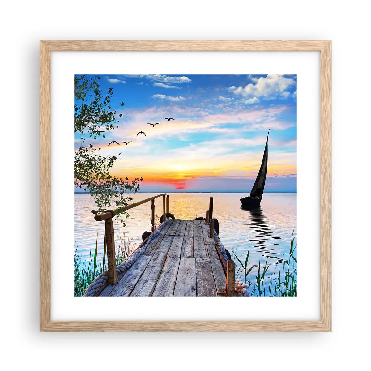 Poster in light oak frame - Good Evening - 40x40 cm