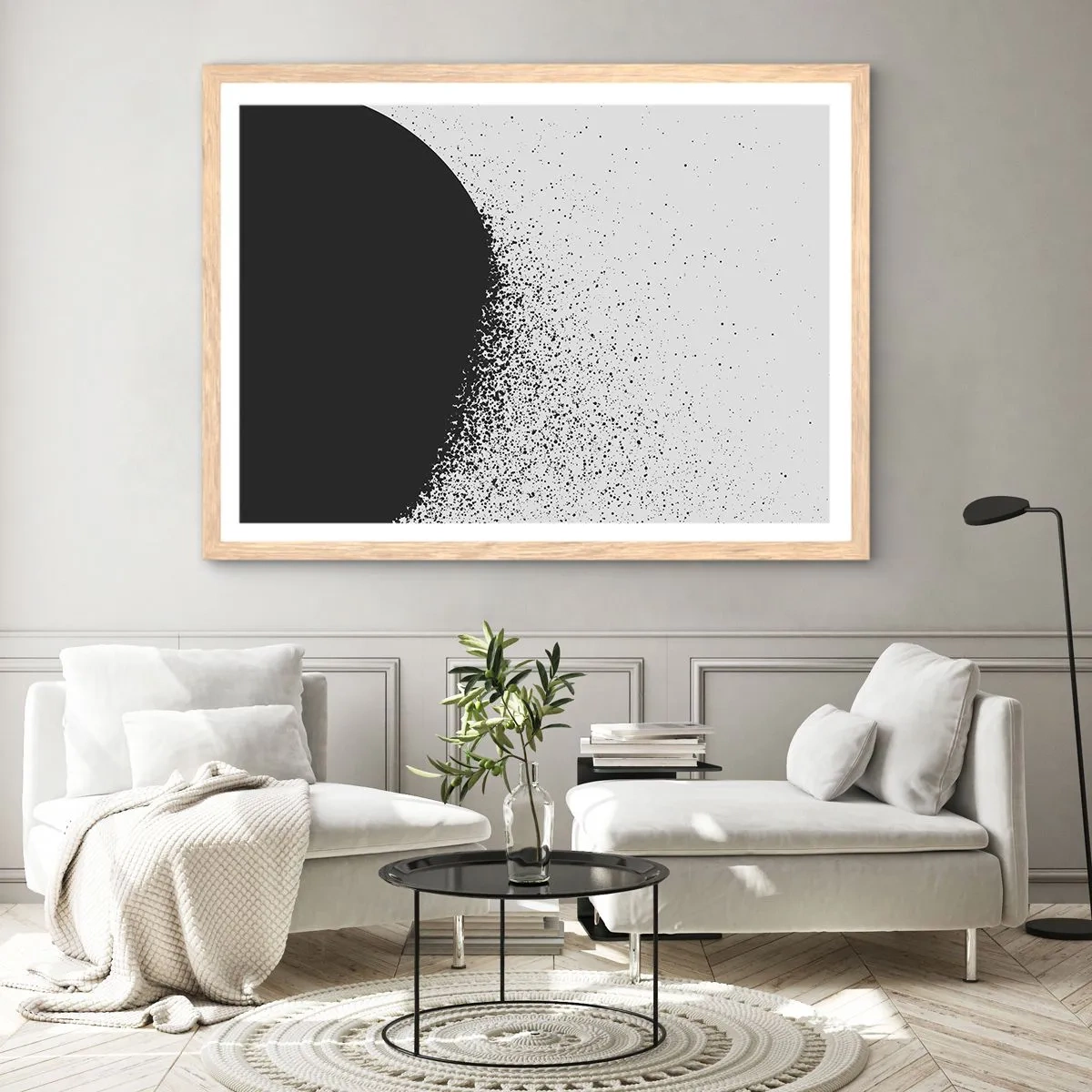 Poster in light oak frame - Movement of Particles - 50x40 cm