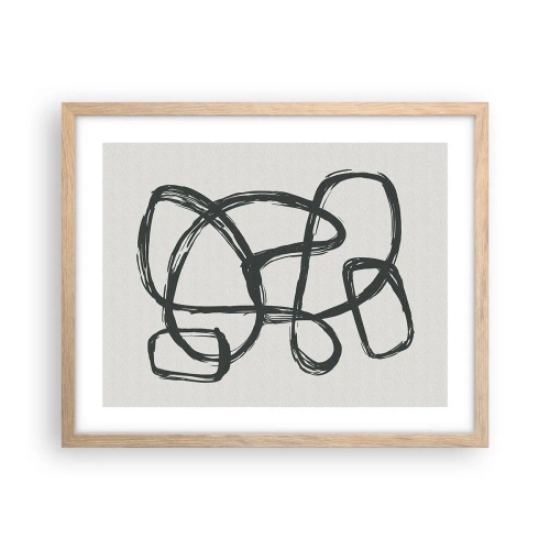 Poster in light oak frame - Abstract in Loops - 50x40 cm