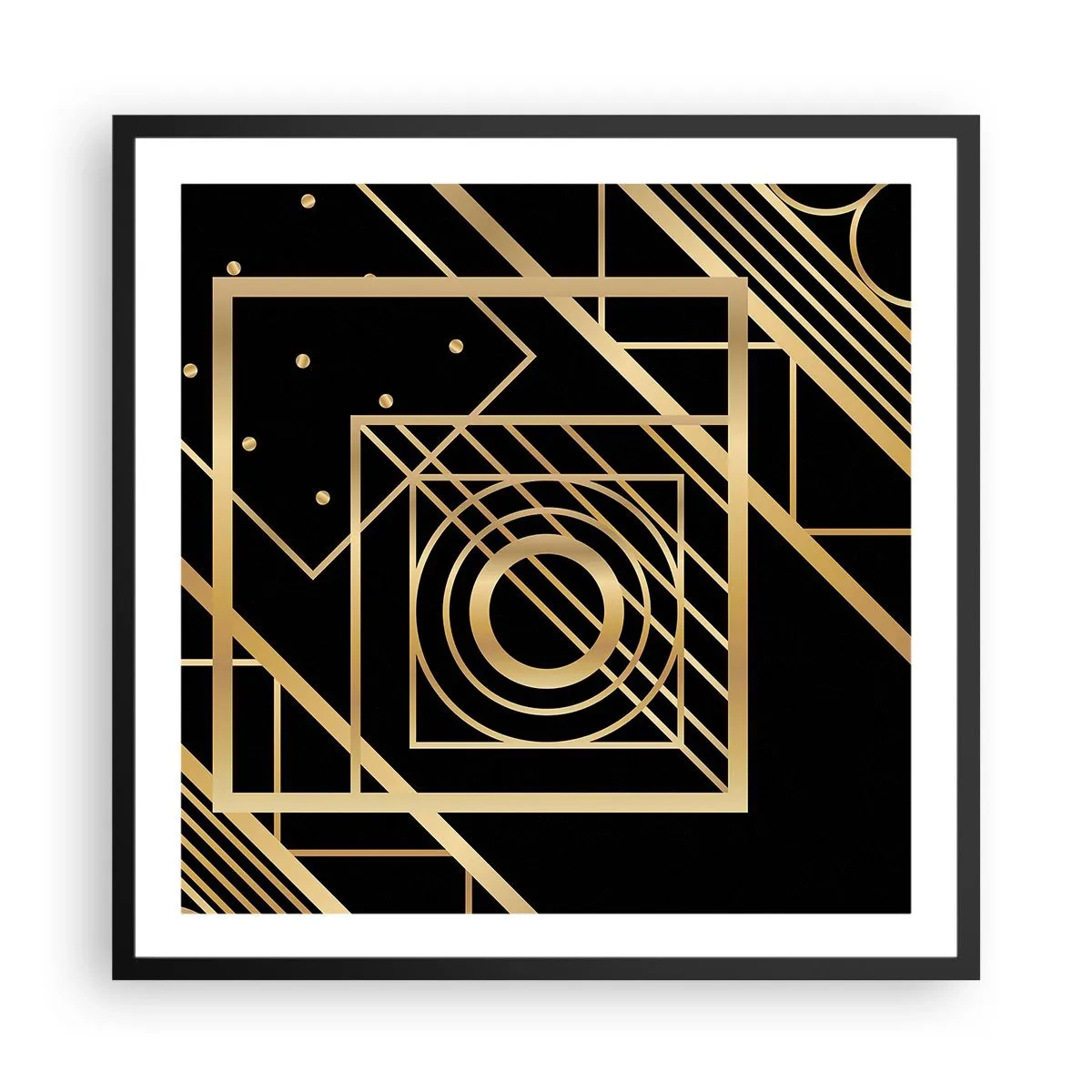 Poster in black frame - Golden Geometry - 60x60 cm