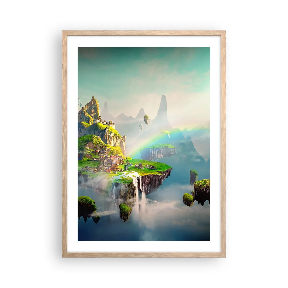 Poster in light oak frame - Internal Heaven - Happy Islands - 50x70 cm