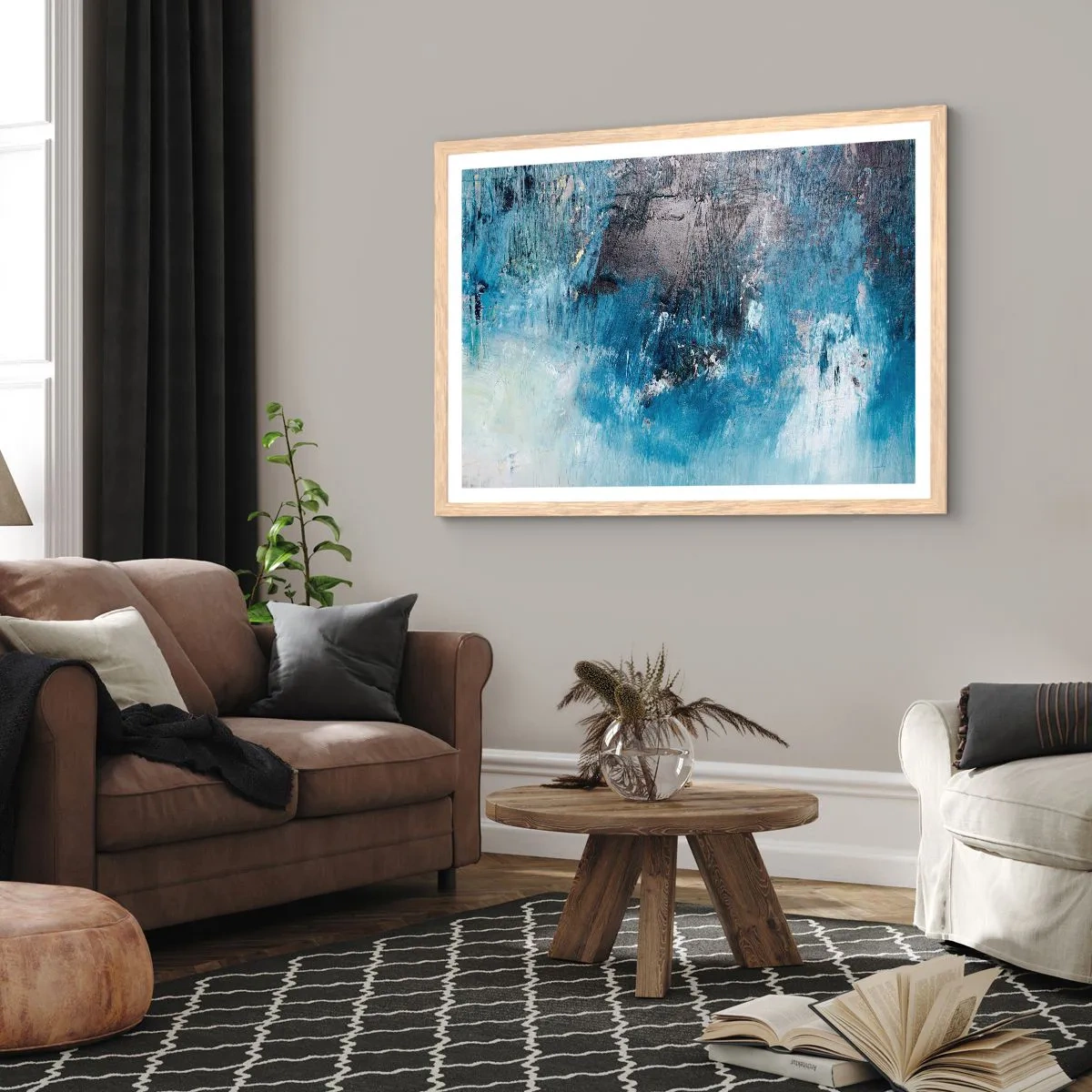 Poster in light oak frame - Blue Rhapsody - 50x40 cm