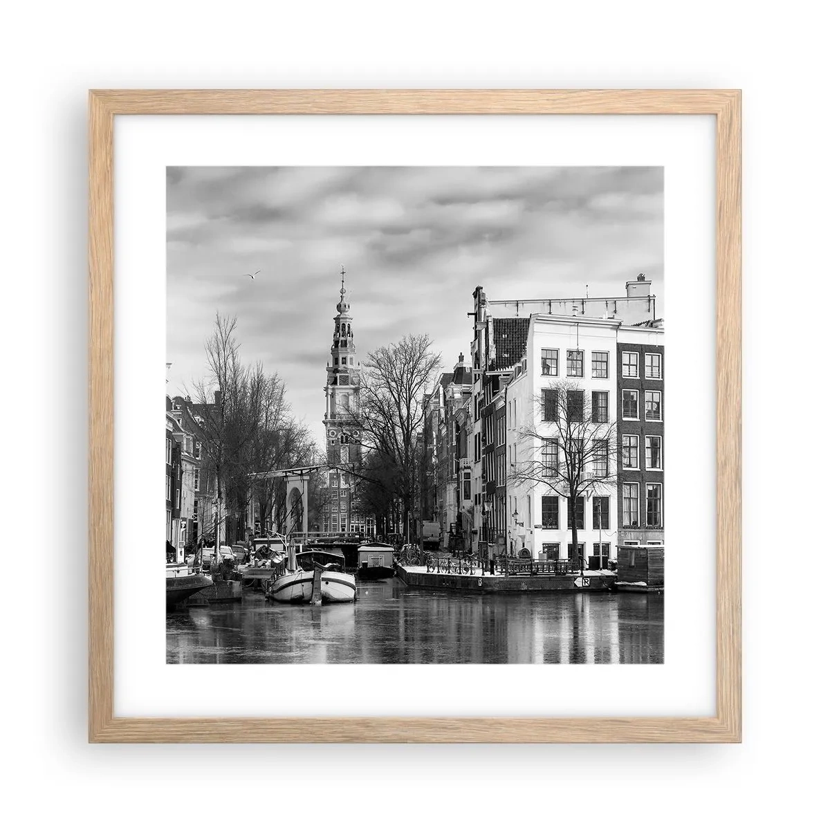 Poster in light oak frame - Amsterdam Atmosphere - 40x40 cm