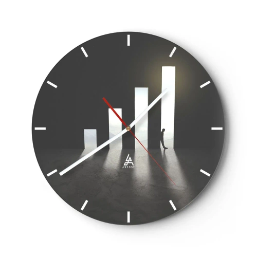 Wall clock - Clock on glass - Success - Impression - 40x40 cm