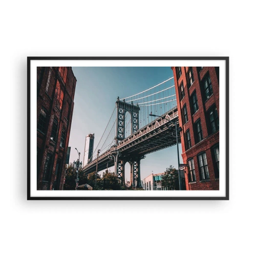 Poster in black frame - Over the City Waves - 100x70 cm