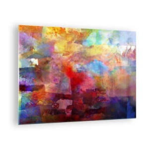 Glass picture - Colorful abstraction in intense shades - 70x50cm - Looking inside the Rainbow - Modern wall decoration for the living room and bedroom ARTTOR