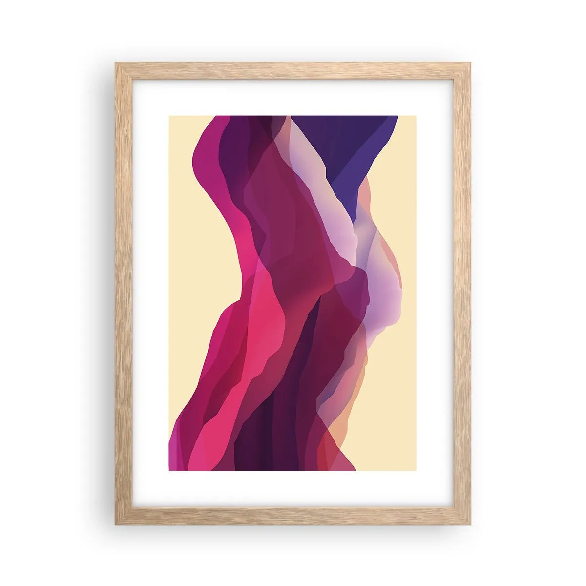 Poster in light oak frame - Waves of Purple - 30x40 cm