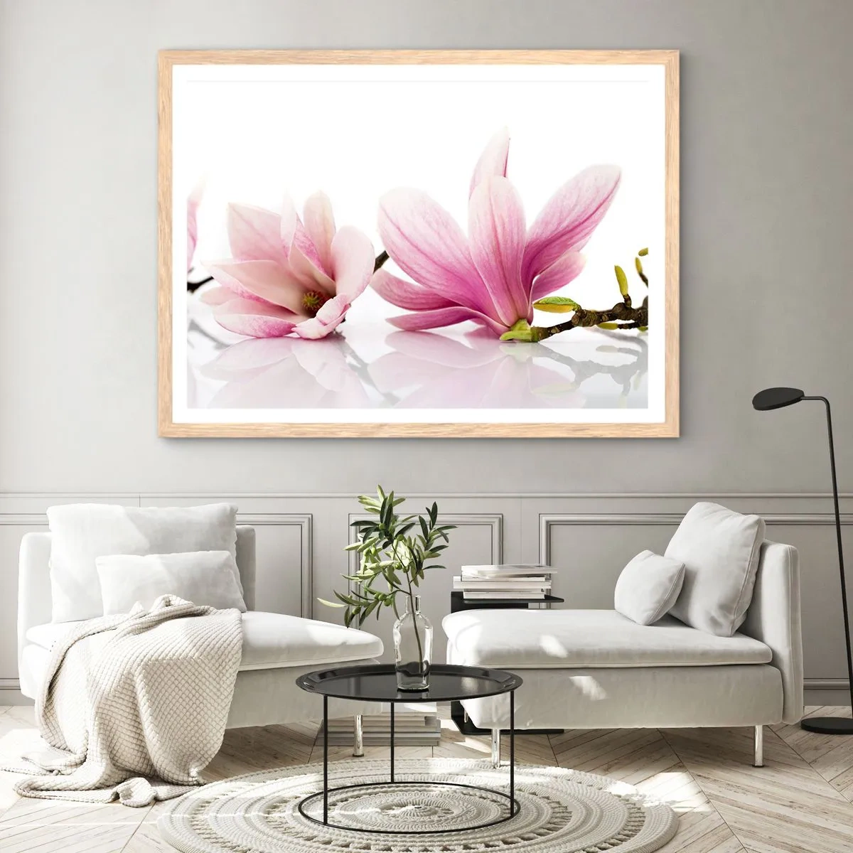 Poster in light oak frame - Delicate Like a Spring Breeze - 91x61 cm