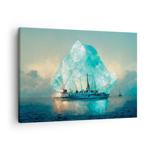 Canvas picture - A ship with a majestic iceberg in the background - 70x50cm - Arctic Diamond - Modern wall decoration for the living room and bedroom ARTTOR