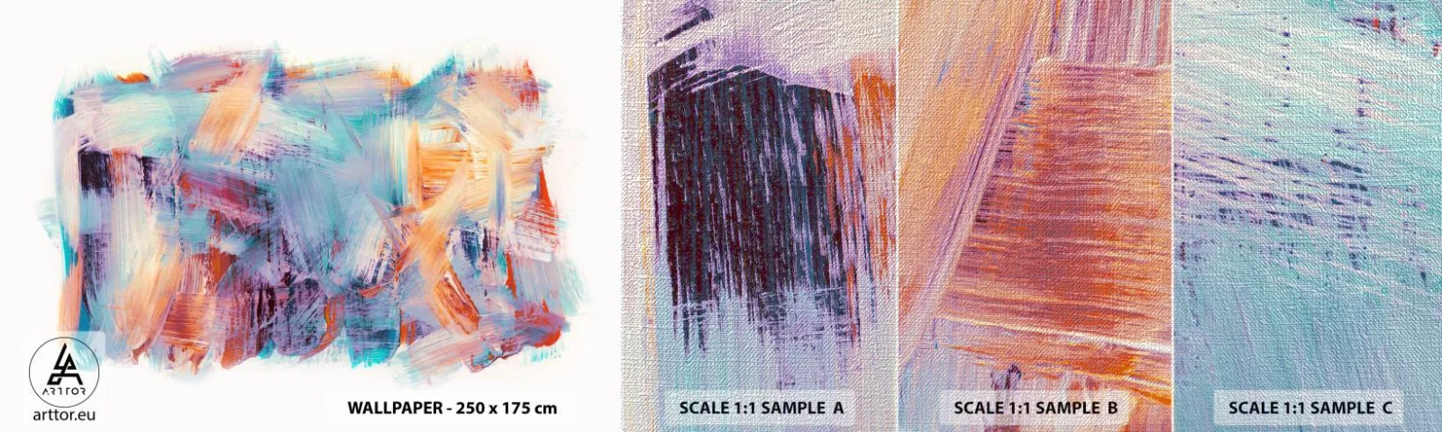 Photo Wallpaper Sample Premium Canvas - Colourful Mess - Minimalistic, Pastel, Piece - 100x30 cm