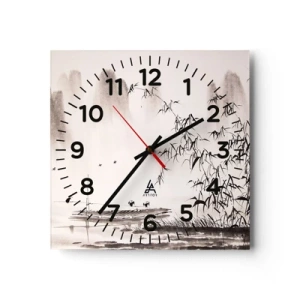 Wall clock - Clock on glass - Quiet As a Rice Field - 40x40 cm