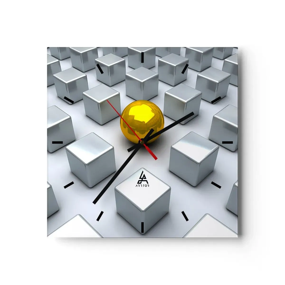 Wall clock - Clock on glass - Why Me? Geometric Composition. - 40x40 cm