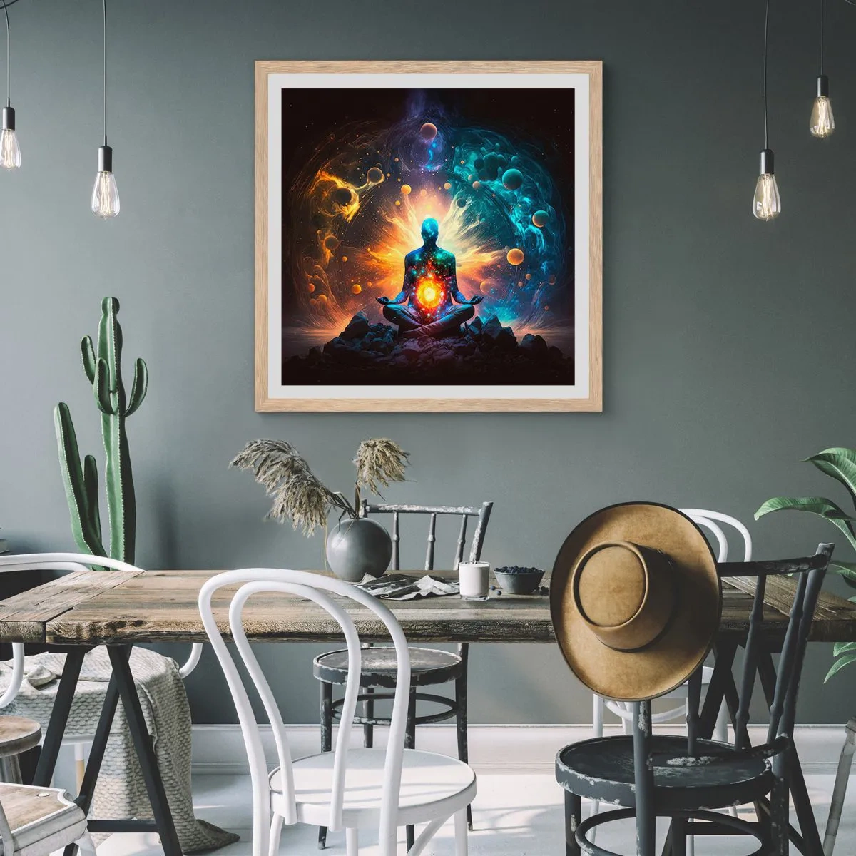 Poster in light oak frame - Cosmic Calm - 60x60 cm