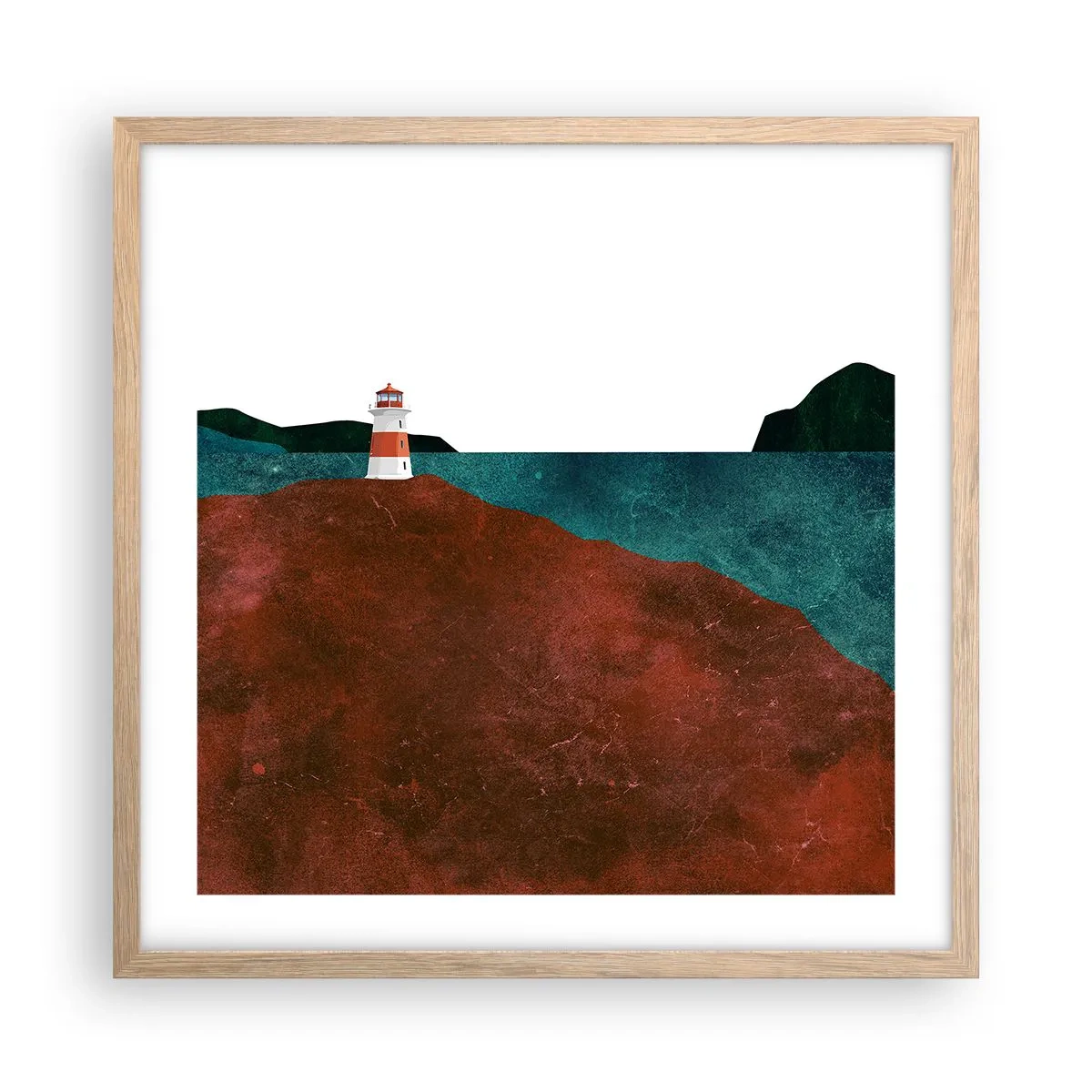 Poster in light oak frame - Gazing at the Sea - 50x50 cm