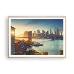 Poster in light oak frame - Big City Dawn - 100x70 cm