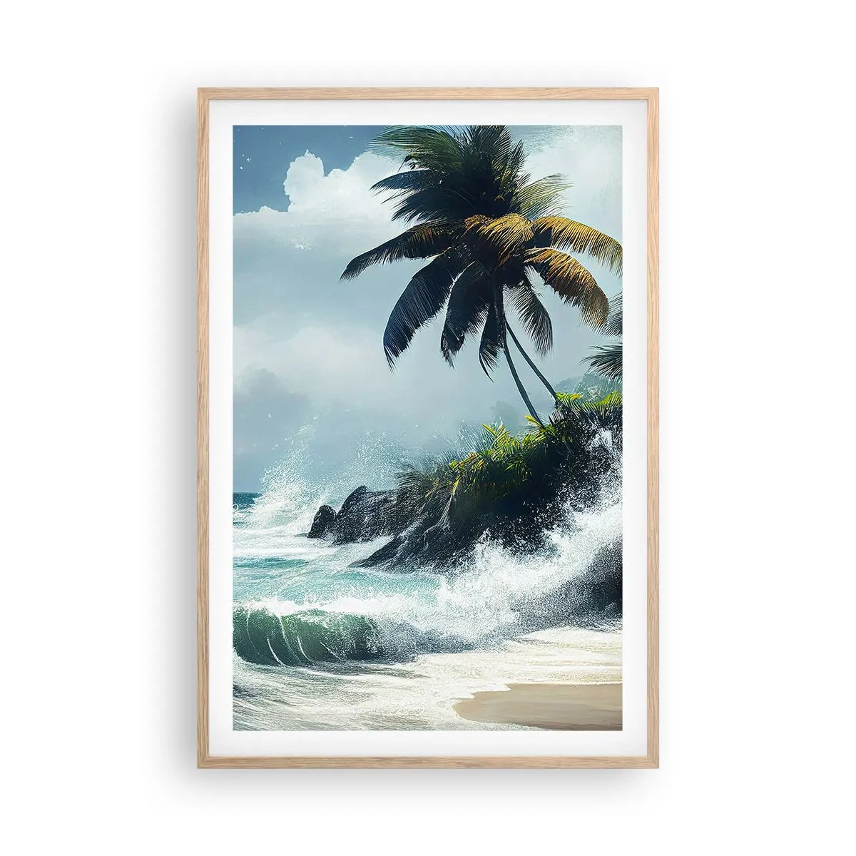 Poster in light oak frame - On a Tropical Shore - 61x91 cm