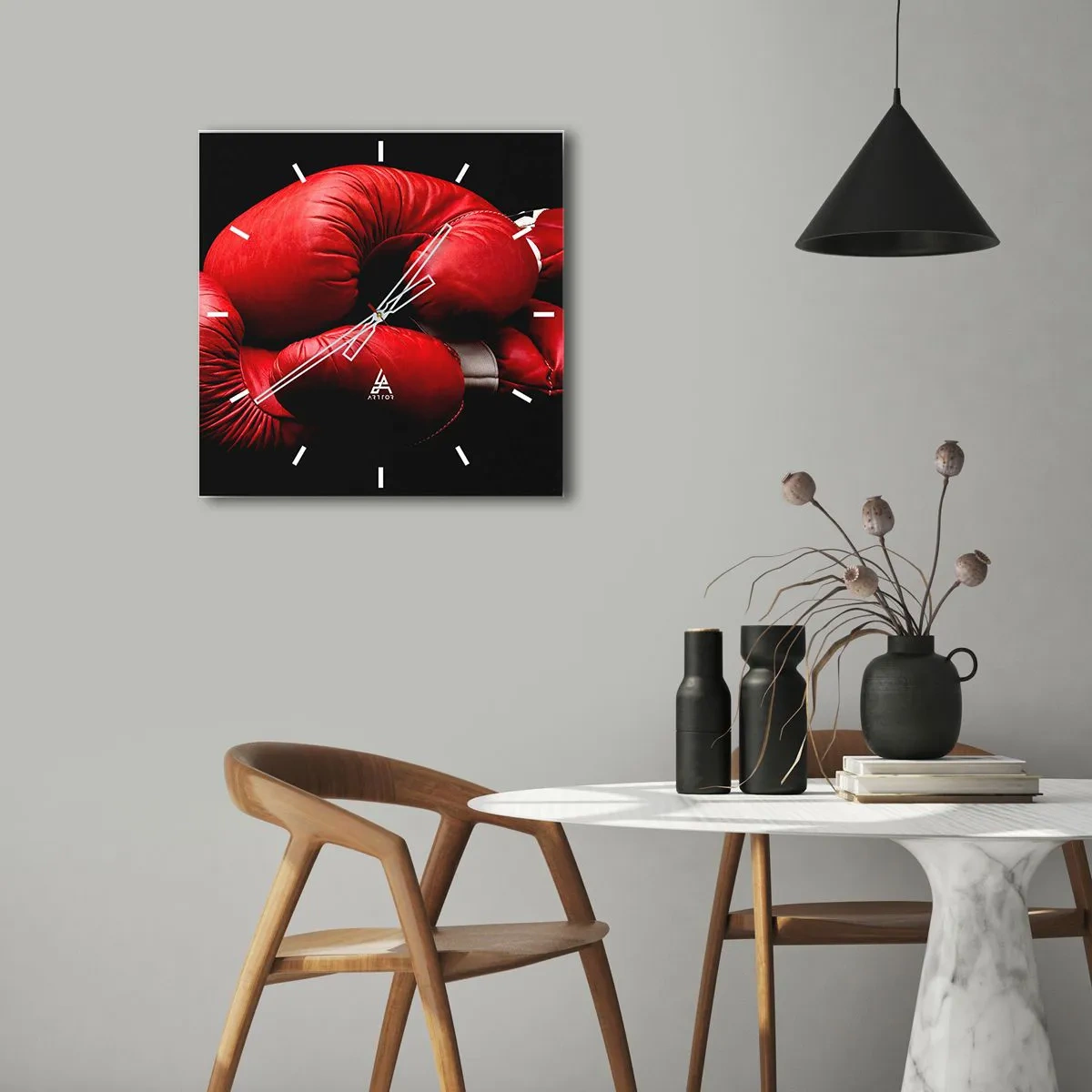 Wall clock - Clock on glass - Fight Emotions Are Behind Us - 40x40 cm