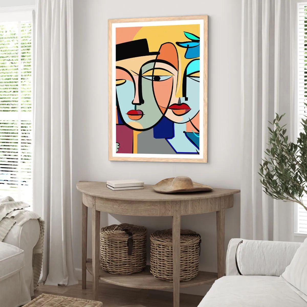Poster in light oak frame - Rendez-vous Picasso Style - 30x40 cm
