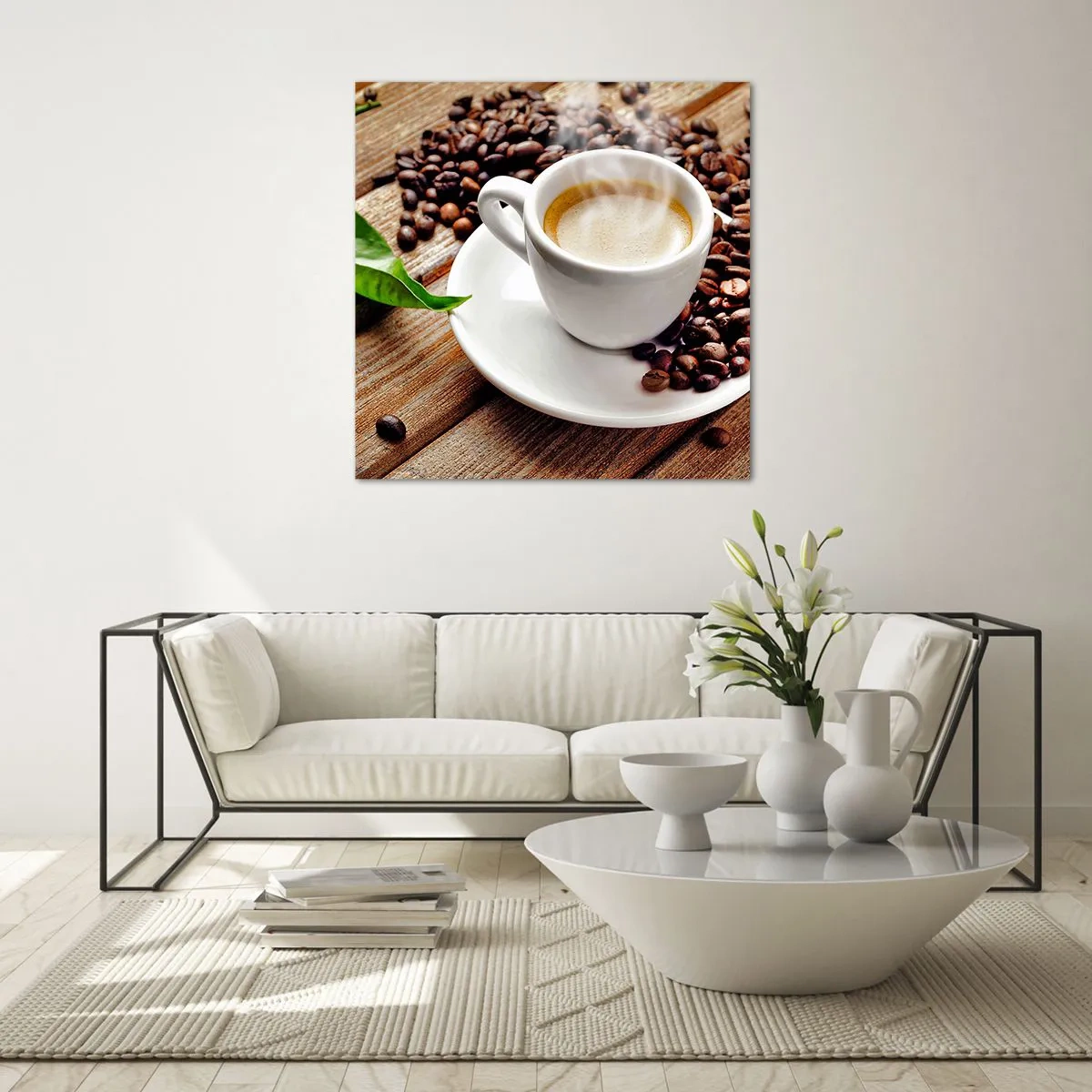 Glass picture - Coffee Is Served - 70x70 cm