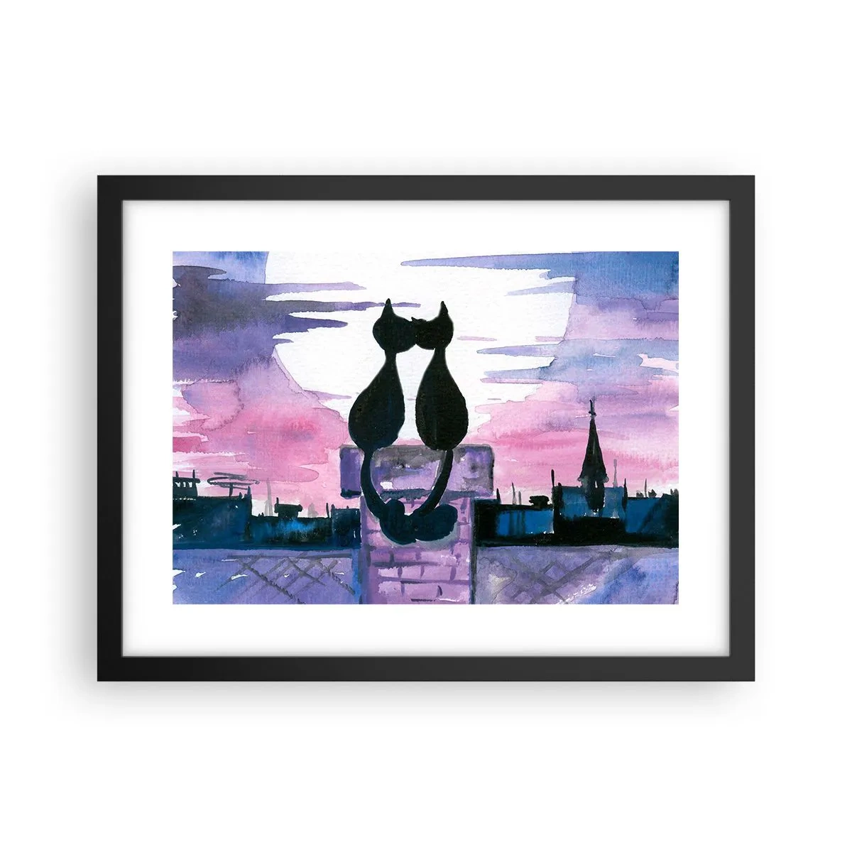Poster in black frame - Rendezvous under the Moon - 40x30 cm