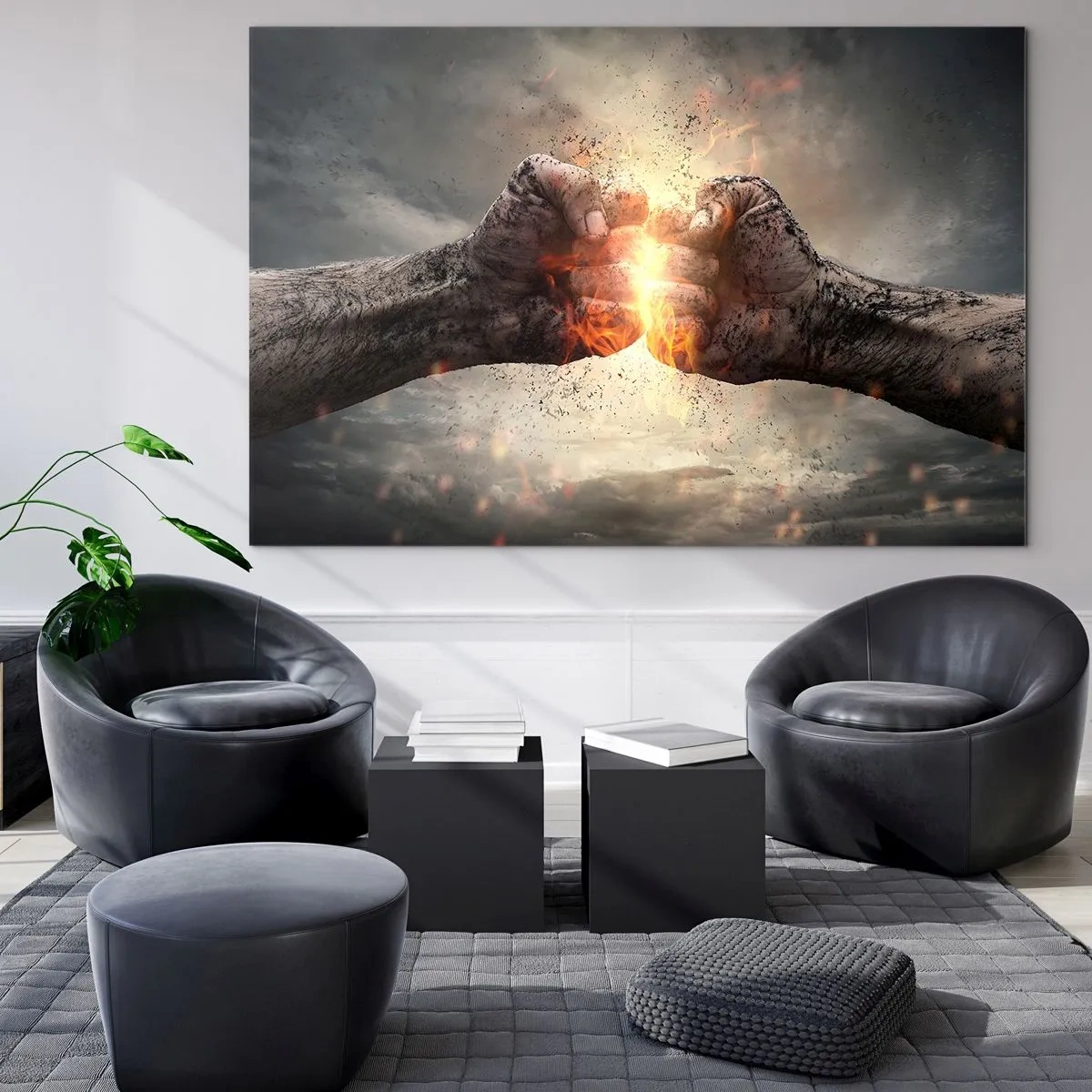 Glass picture - Stand up to the fight - 70x50cm - Stand Up and Fight - Modern wall decoration for the living room and bedroom ARTTOR