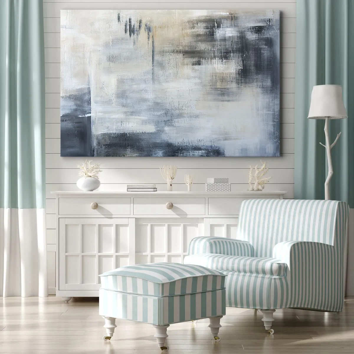 Canvas picture - Behind the Curtain of Blue - 120x80 cm