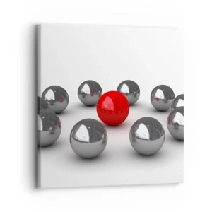 Canvas picture - Circle in Silver and Red - 40x40 cm