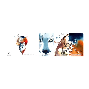 Photo Wallpaper Sample Standard Eco - Face to Face With the Night - Abstraction, Animals, Wolf - 100x30 cm