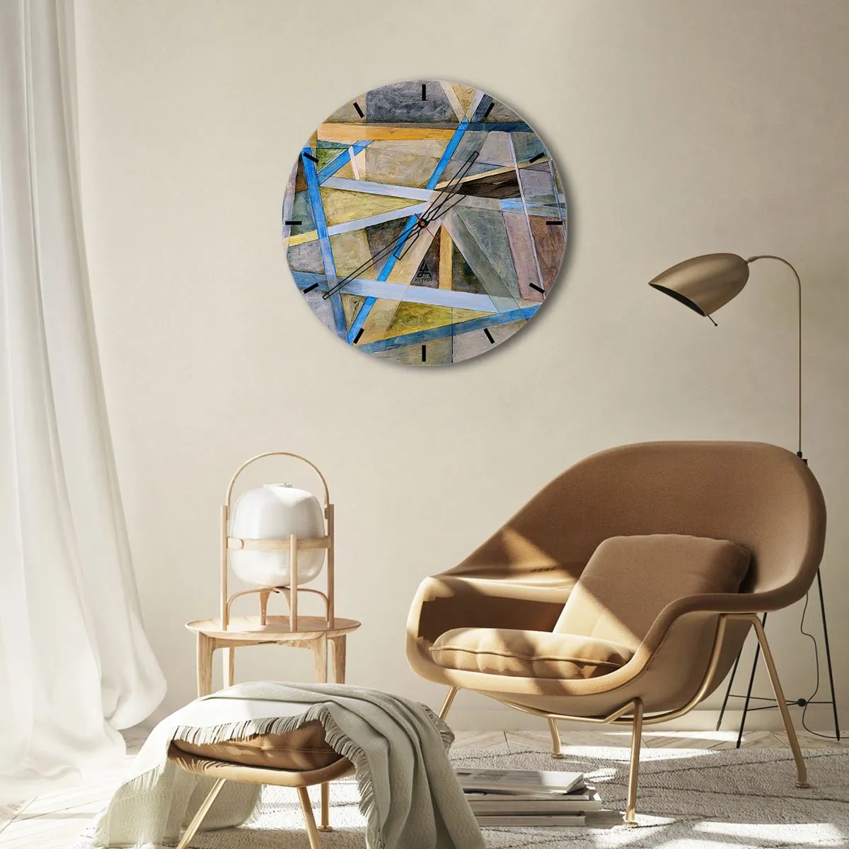 Wall clock - Clock on glass - Straight Or Slanted? - 40x40 cm