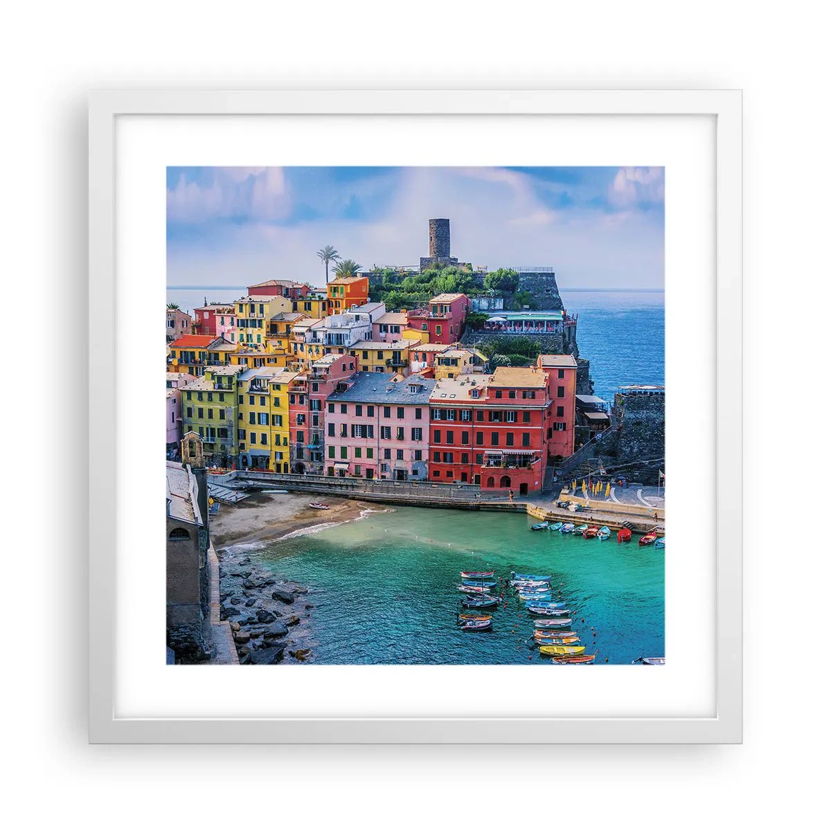 Poster in white frmae - Magical Mediterranean Town - 40x40 cm