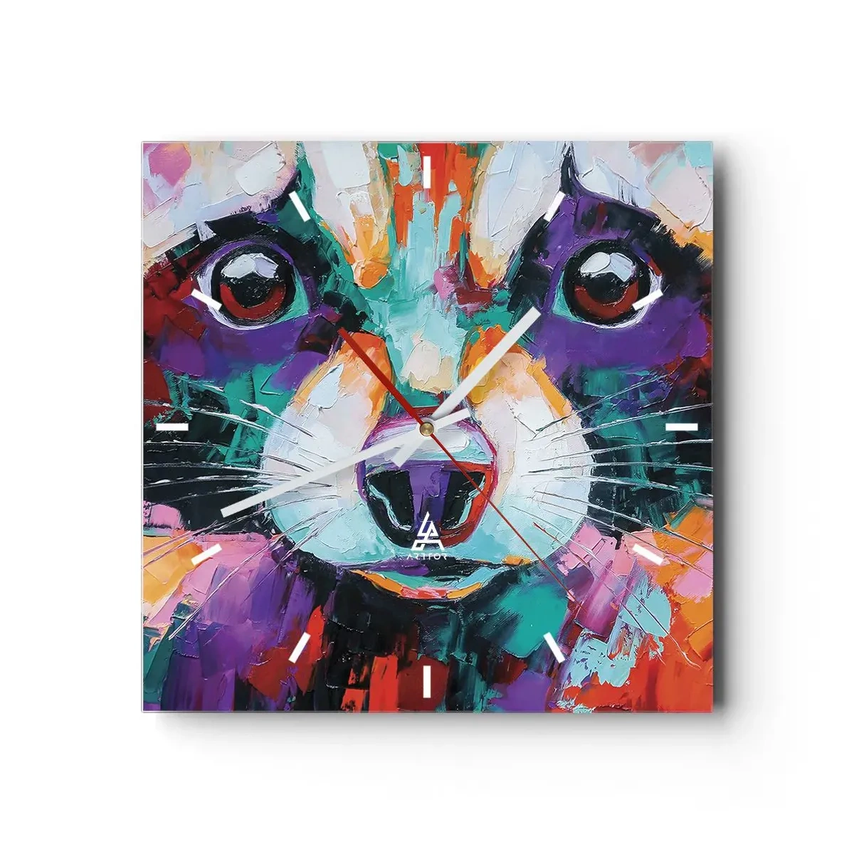 Wall clock - Clock on glass - Only Good Emotions - 30x30 cm