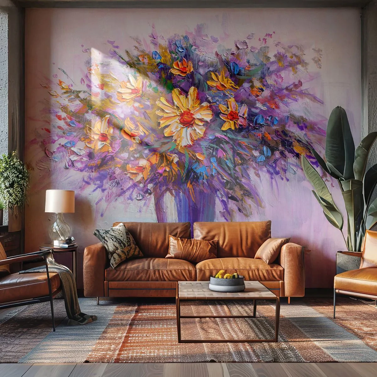 Photo Wallpaper Premium Canvas - Smells Sweet, Looks Sweet - Flowers in a vase, Piece, Bouquet of flowers - 100x70 cm