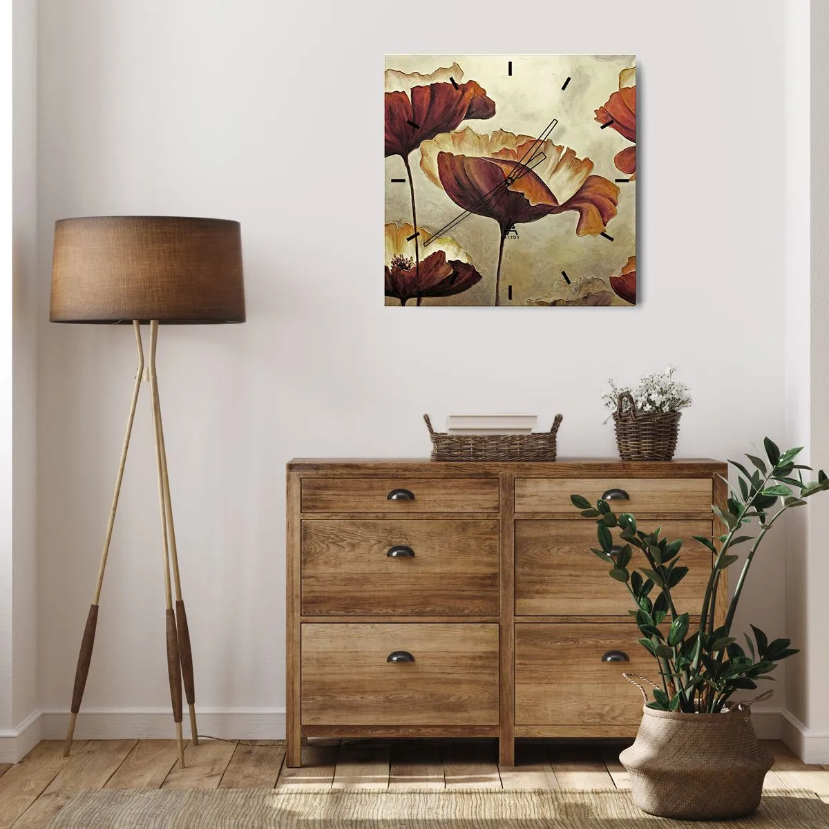 Wall clock - Clock on glass - Piece of Meadow - 40x40 cm