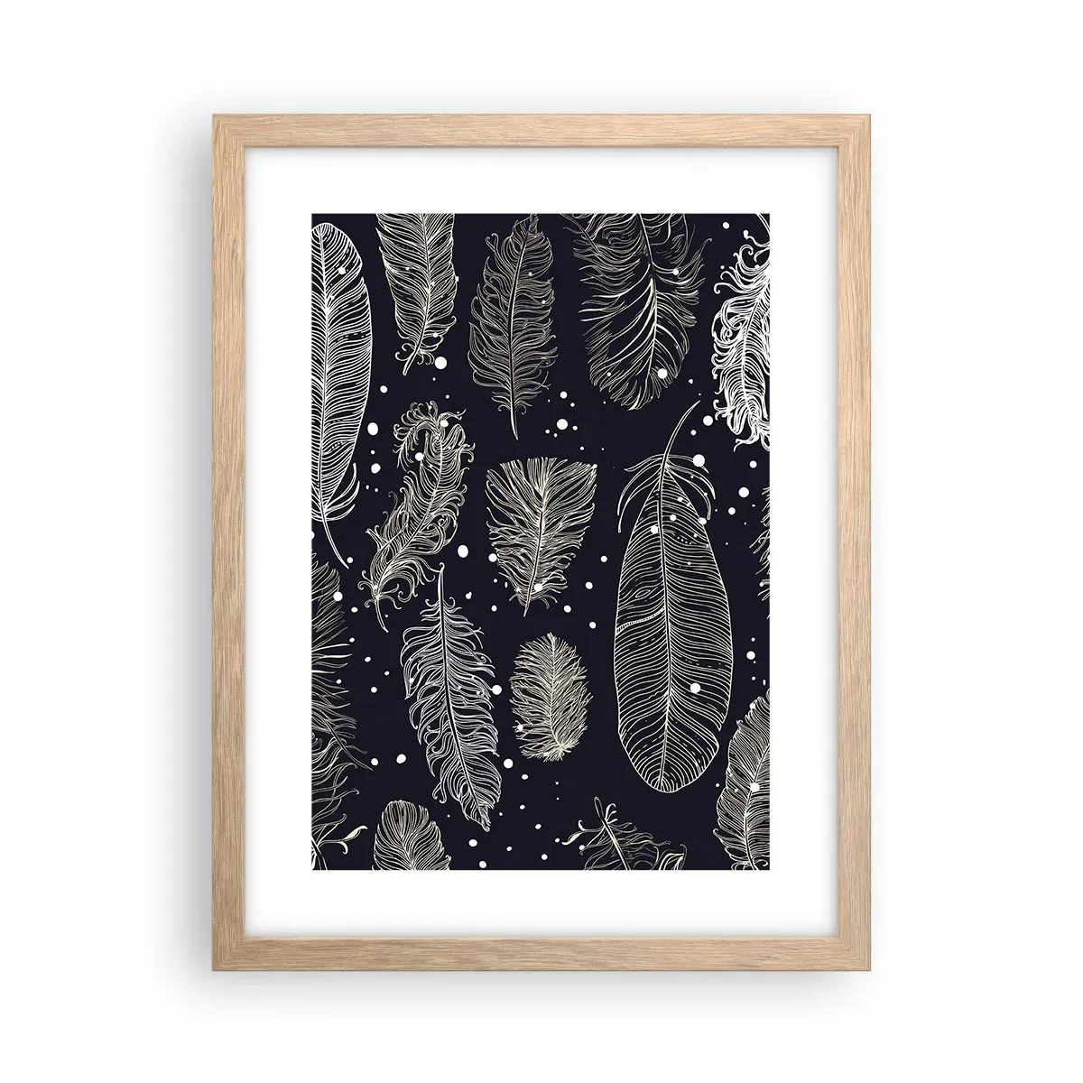 Poster in light oak frame - Feathery Lace - 30x40 cm