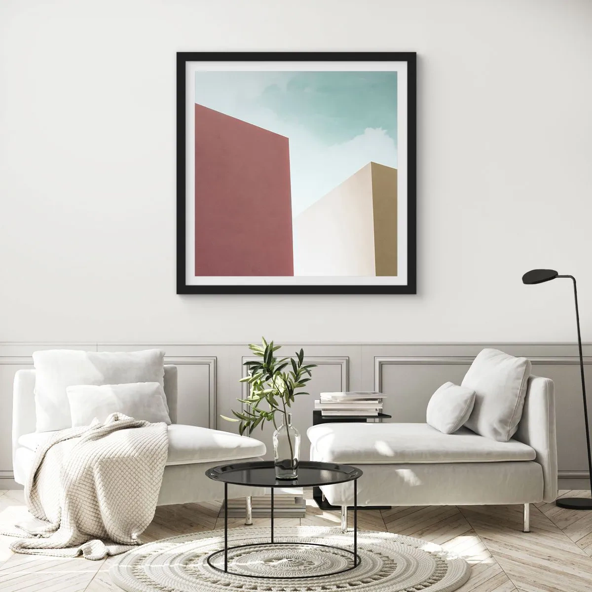 Poster in black frame - Geometry of a Sunny summer - 40x40 cm
