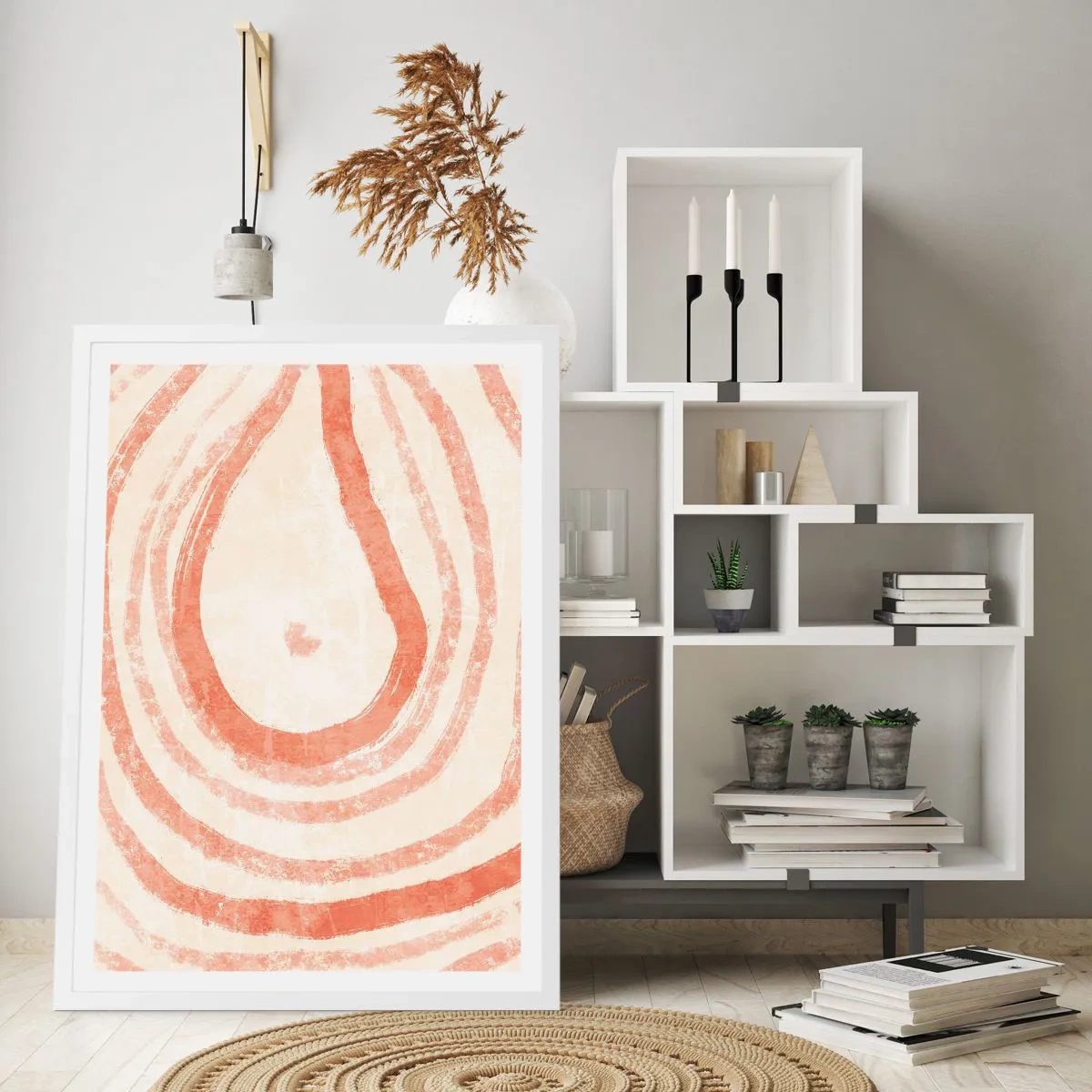 Poster in white frmae - Coral Circles - Composition - 70x100 cm