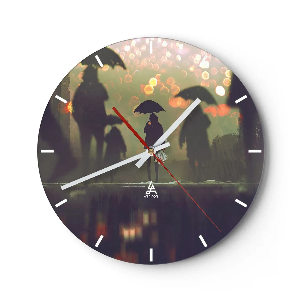 Wall clock - Clock on glass - From Perspective of a Raindrop - 40x40 cm