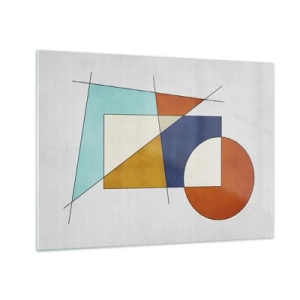 Glass picture - Colorful geometric shapes on a light background in a modernist style - 70x50cm - Abstract: Modernist Fun - Modern wall decoration for the living room and bedroom ARTTOR