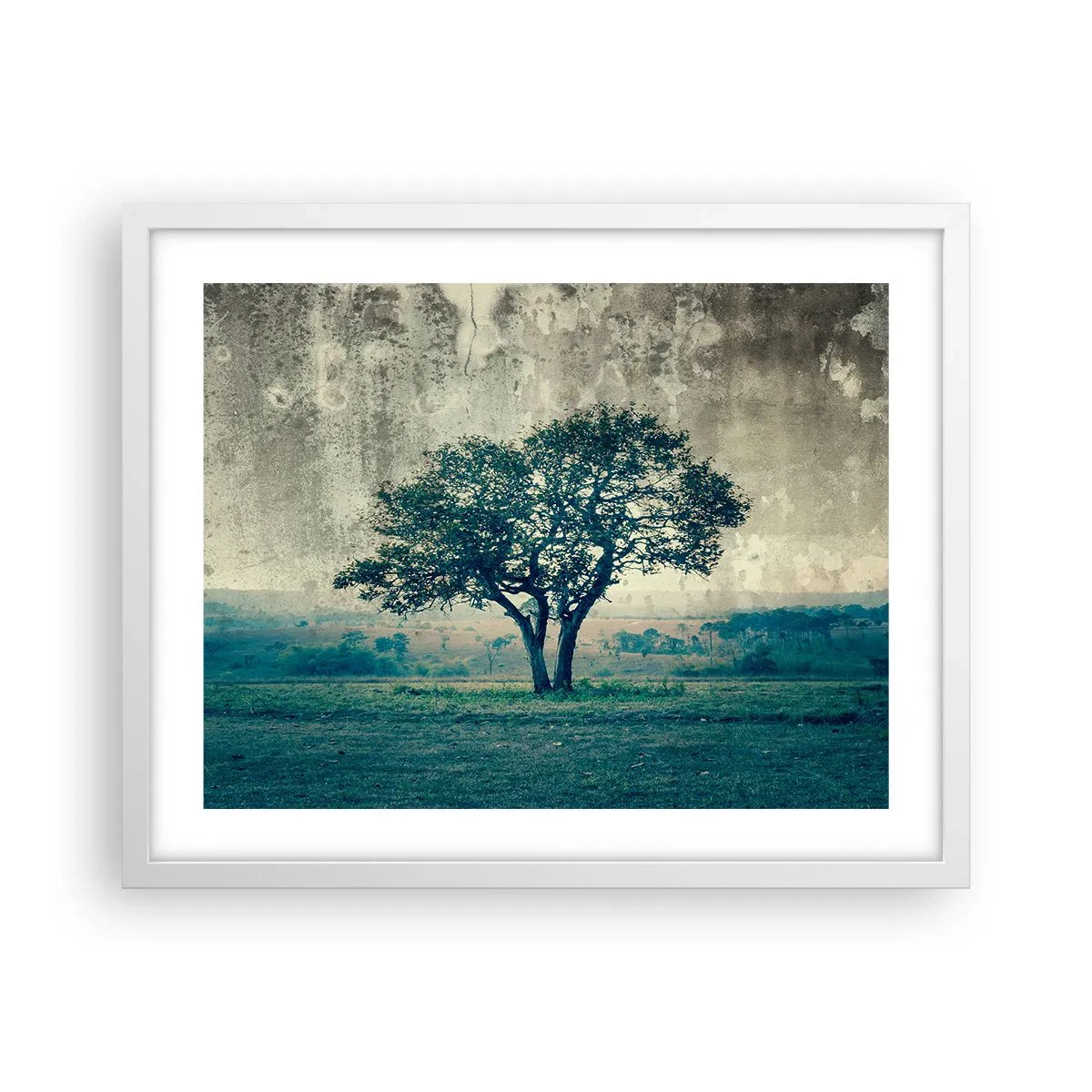 Poster in white frmae - Apple Tree in Blue? - 50x40 cm