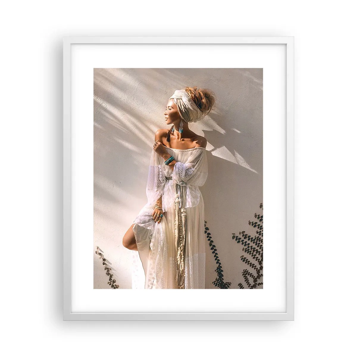 Poster in white frmae - Sun and Girl - 40x50 cm