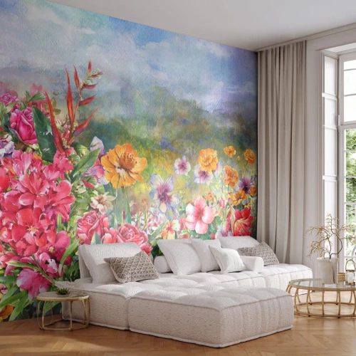 Photo Wallpaper Premium Canvas - Garden which Went Crazy - Flowers, Garden, Nature - 100x70 cm